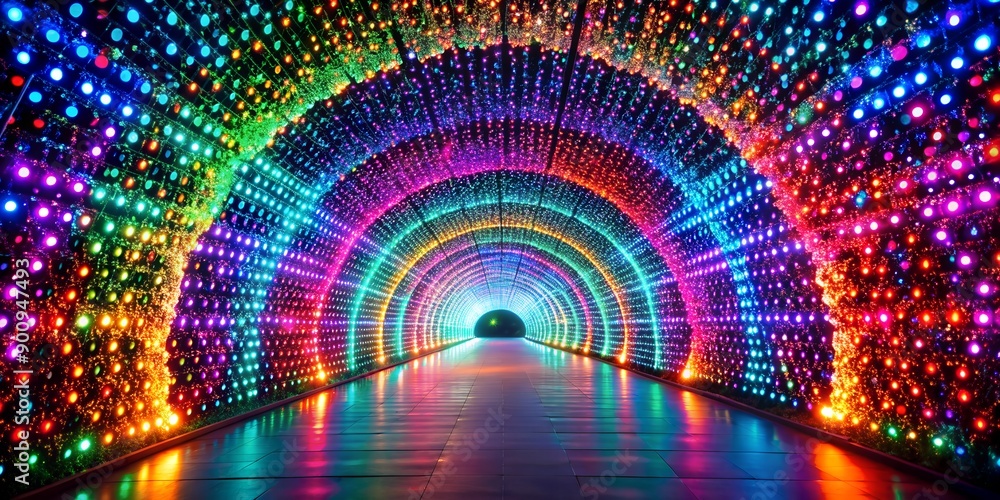 Aufkleber vibrant tunnel of colorful lights envelops the viewer in mesmerizing display of hue generative ai, c
