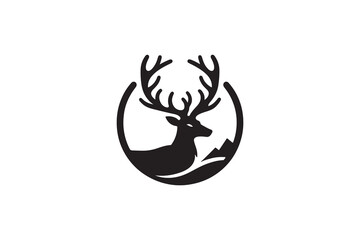 create a deer logo silhouette vector with white background