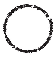 Illustration of a circle frame. Art in irregular and worn lines.