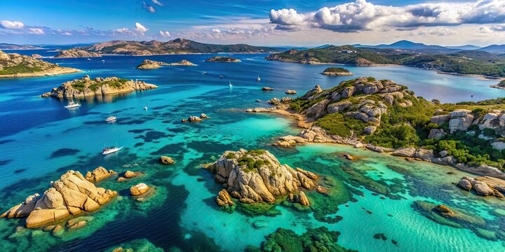 Aerial view of the stunning La Maddalena archipelago in Sardinia
