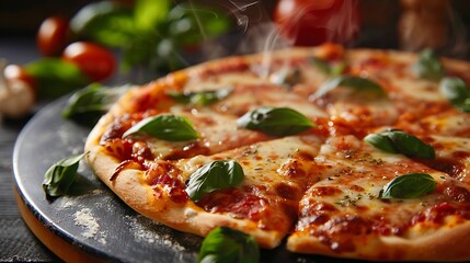 Delicious Homemade Margherita Pizza with Basil