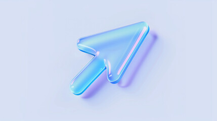 3d glass icon, blue color, holographic purple