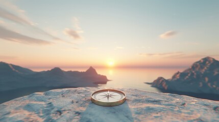 Close up compass navigating in business concept.