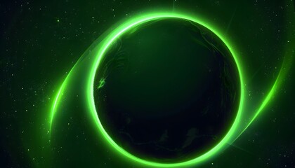 Space scene. Green nebula with  planet