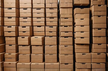 A neatly stacked pile of cardboard boxes on a plain background, symbolizing moving or storage organization.