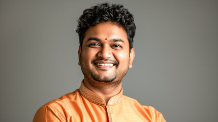 Obraz premium Smiling Indian man wearing kurta