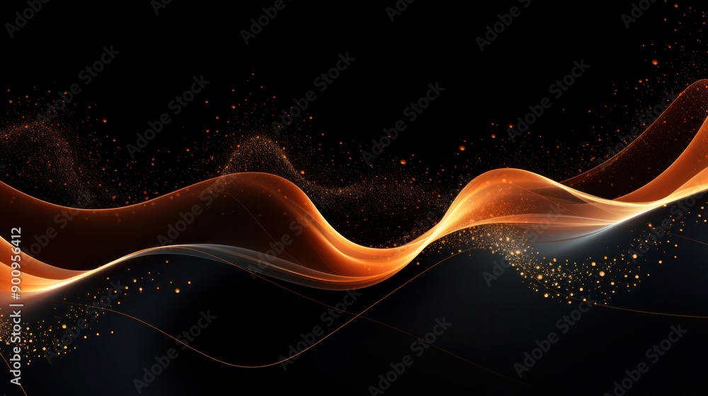 Poster a captivating arrangement of abstract orange and white particles creates a continuous wavy pattern o
