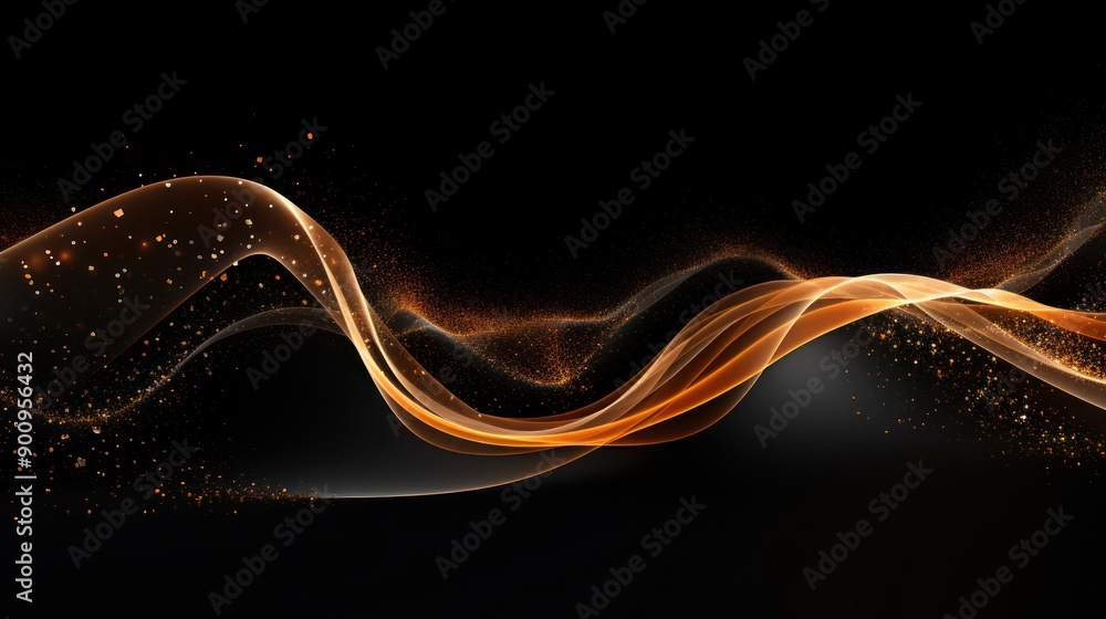 Poster a captivating arrangement of abstract orange and white particles creates a continuous wavy pattern o