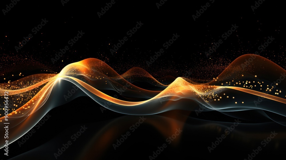 Poster a captivating arrangement of abstract orange and white particles creates a continuous wavy pattern o