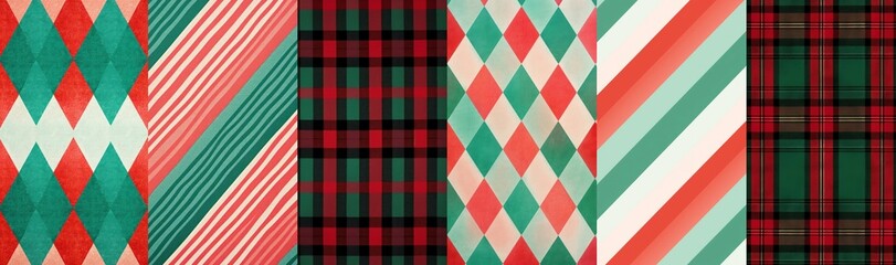 Colorful geometric and plaid patterns mobile wallpaper set