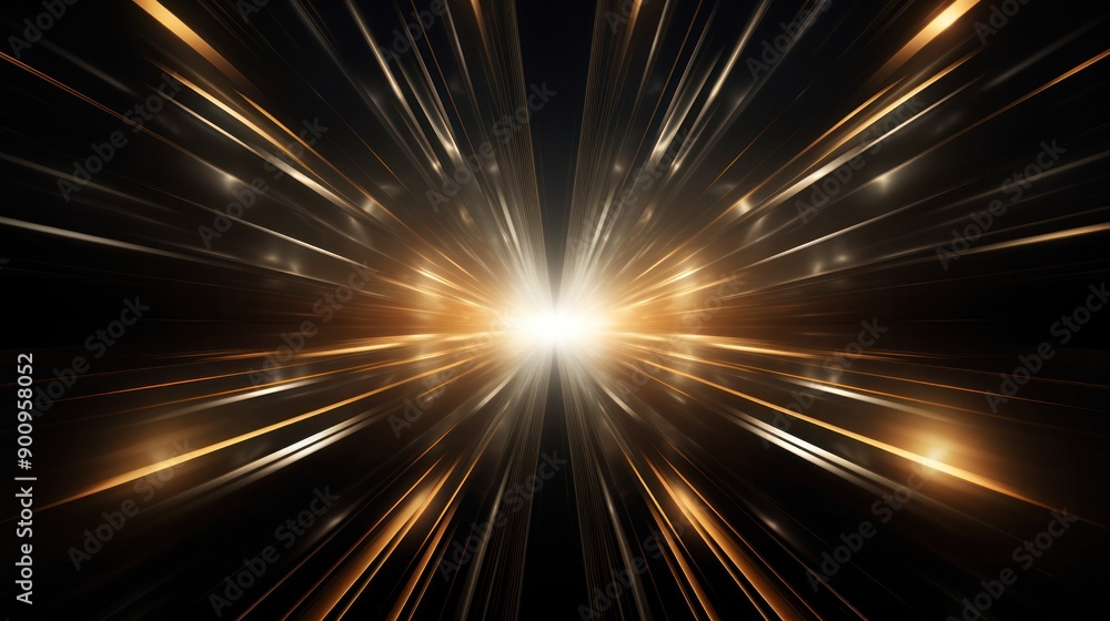 Poster abstract image of converging metallic lines creating a sense of depth and dynamic movement, with lin