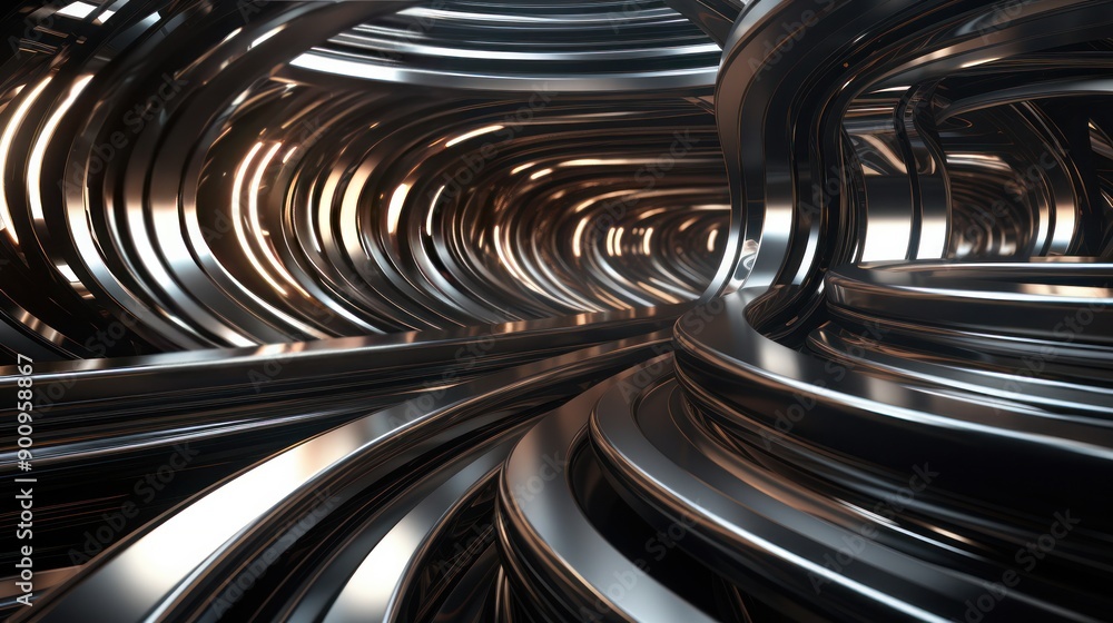 Poster a mesmerizing abstract design showcasing a smooth metallic texture with subtle curves and lines. the