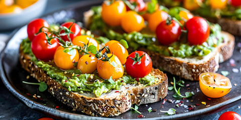 Avocado Toast with Cherry Tomatoes Topping