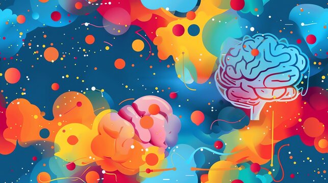 Brain fitness, engaging and colorful brain illustration, flat design illustration - Powered by Adobe