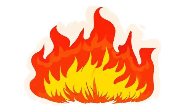 Anime fire background with alpha channel, cartoon fire