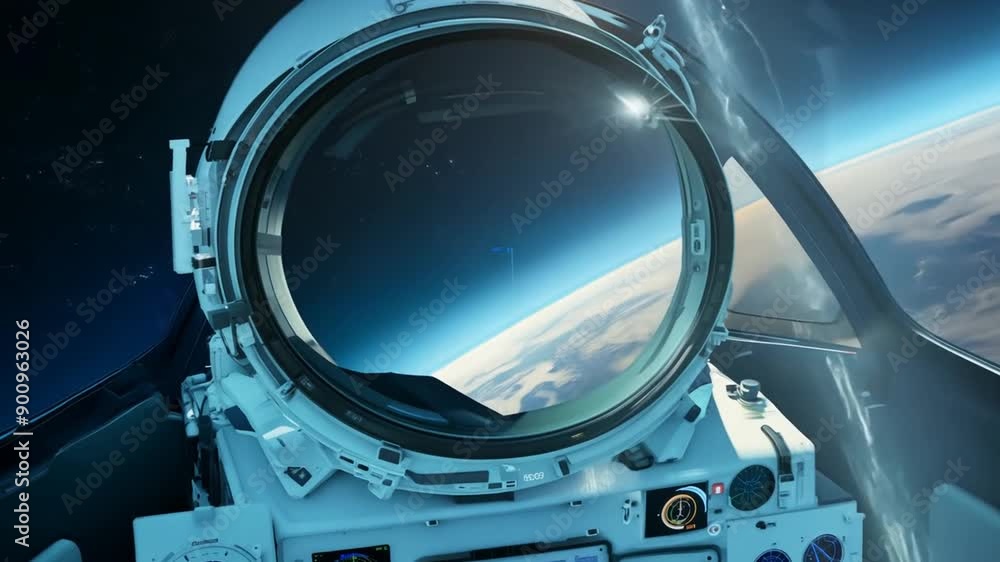 Poster astronaut in cockpit during space exploration generative ai