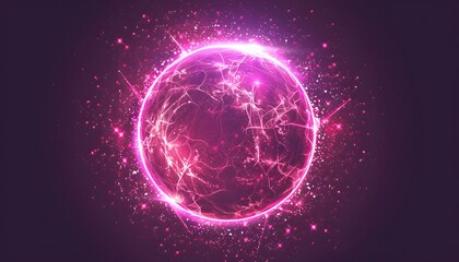 pink glowing circle crystal on dark background