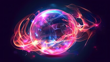 Obraz premium pink glowing circle crystal on dark background