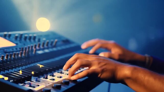 Sound Engineer Mixing Audio Live At Concert During Evening Performance Generative AI