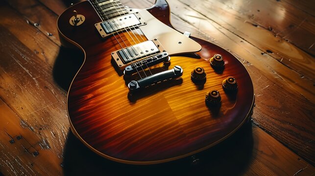 Close-Up of a Sunburst Electric Guitar