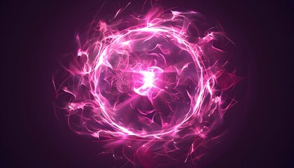 pink glowing circle crystal on dark background