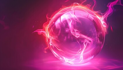 pink glowing circle crystal on dark background
