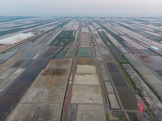 Fototapeta premium Salt field food industry aerial view