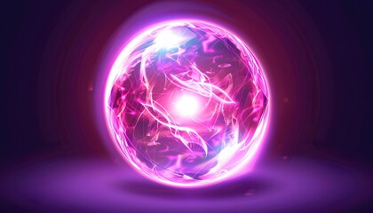 pink glowing circle crystal on dark background