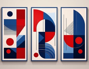 Modern interior design of living room with white sofa and posters, 3D illustration