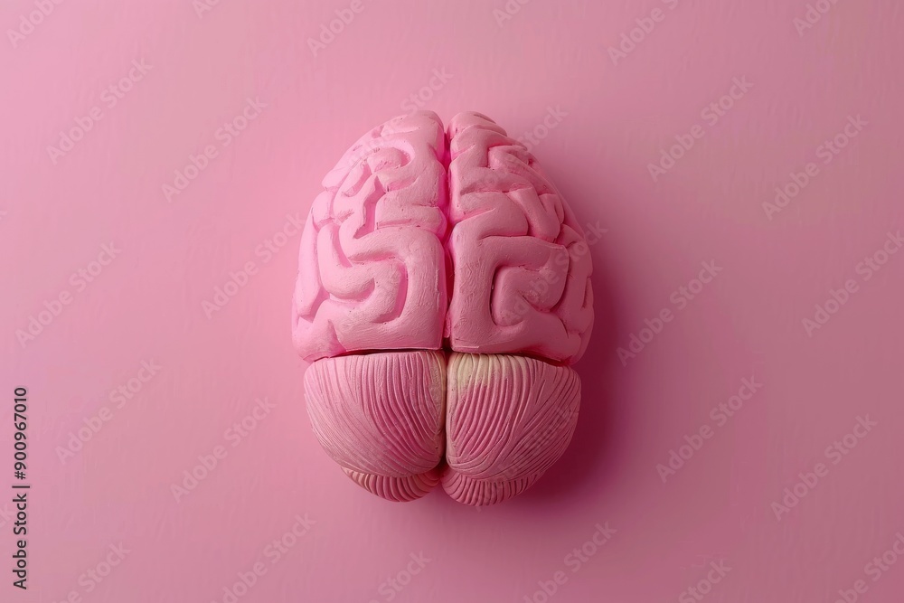 Aufkleber minimalist digital rendering of a pink brain on a pastel background symbolizing cognitive processes 