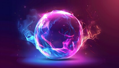 pink glowing circle crystal on dark background