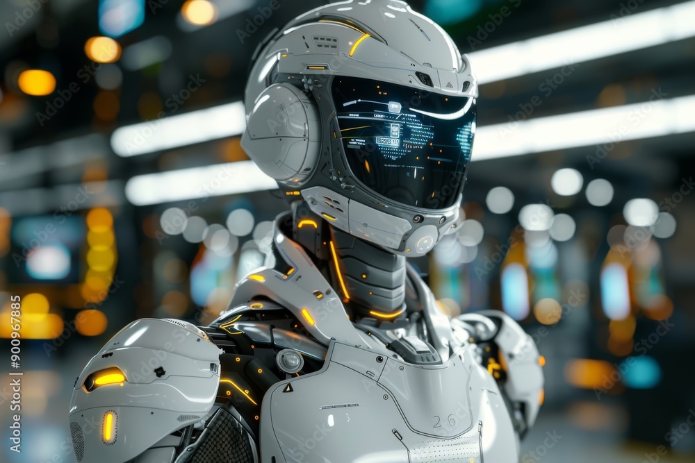 Fototapete high tech digital rendering of a robot with glowing neural connections symbolizing cognitive process
