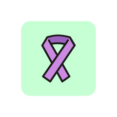 Breast cancer awareness line icon. Ribbon, month, October. Health care concept. Can be used for topics like women health, disease prevention, medical examination