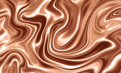 Liquid copper silk texture background design with smooth waves.