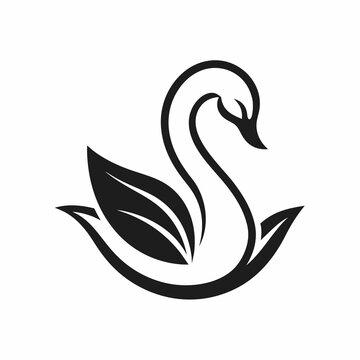 recommend clip art: Swan and leaf logo with line style vector art Illustration 