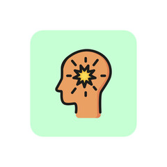 Headache line icon. Head, profile, star, blow. Health care concept. Can be used for topics like disease, migraine, symptoms