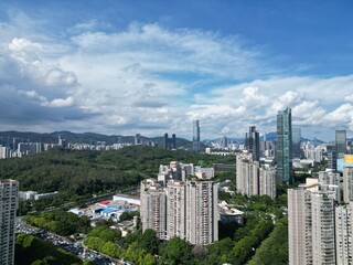 Obraz premium The bustling city and buildings from the perspective of aerial photography, Shenzhen, China