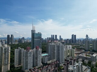 The bustling city and buildings from the perspective of aerial photography, Shenzhen, China