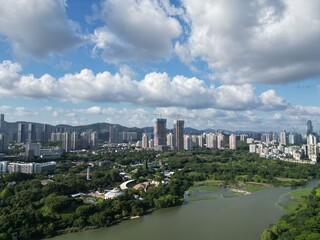 Fototapeta premium The bustling city and buildings from the perspective of aerial photography, Shenzhen, China