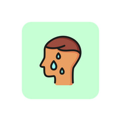 Sweating line icon. Person, profile, drops, wet. Health care concept. Can be used for topics like fiver, disease, symptoms, cold, flu