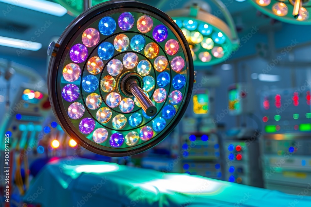 Poster digital rendering of a surgical light in an operating room symbolizing advanced medical technology a