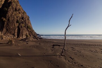 Coastal sandy beach of Anawhata, Piha, Auckland, New Zealand.