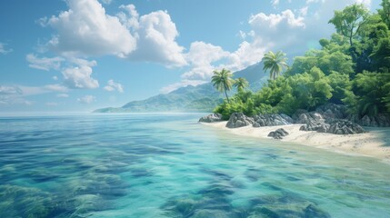 Fototapeta premium Fitzroy Island - Tropical island with coral reefs and rainforests off the coast of Queensland, Australia