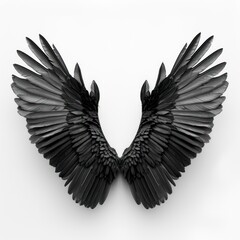 Obraz premium Black bird wings isolated on white background.