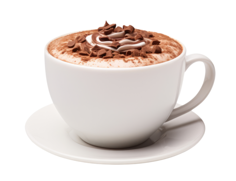 Cup of cocoa isolated on transparent background
