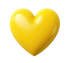 Glossy yellow heart isolated on transparent background