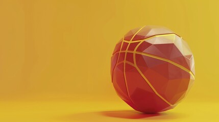 Abstract basketball on yellow background.