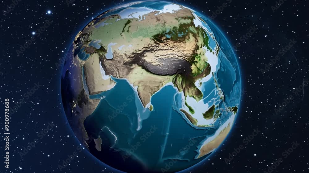 Aufkleber rotating planet earth viewed from space generative ai