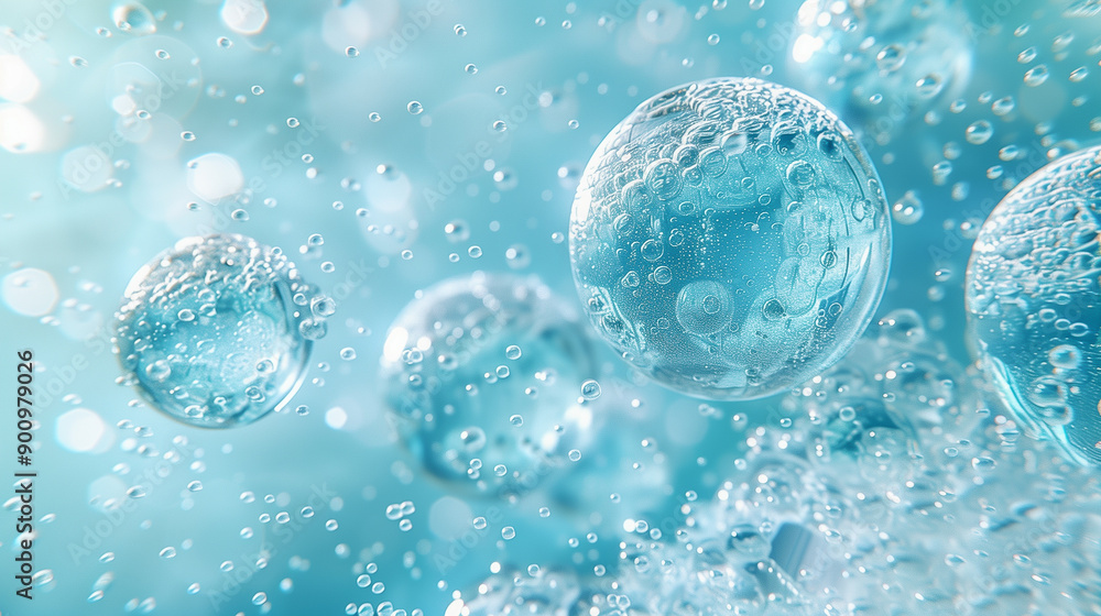 Poster close-up of floating water bubbles..