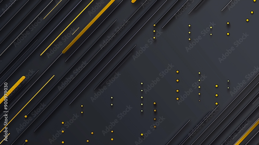 Poster minimalist dark design with gold lines and dots..